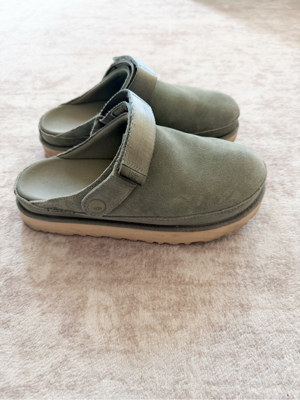 UGG Goldenstar Women’s Moss Green Suede Clogs - Picture 2 of 8